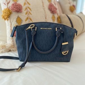 Michael Kors Signature Blue Satchel Handbag